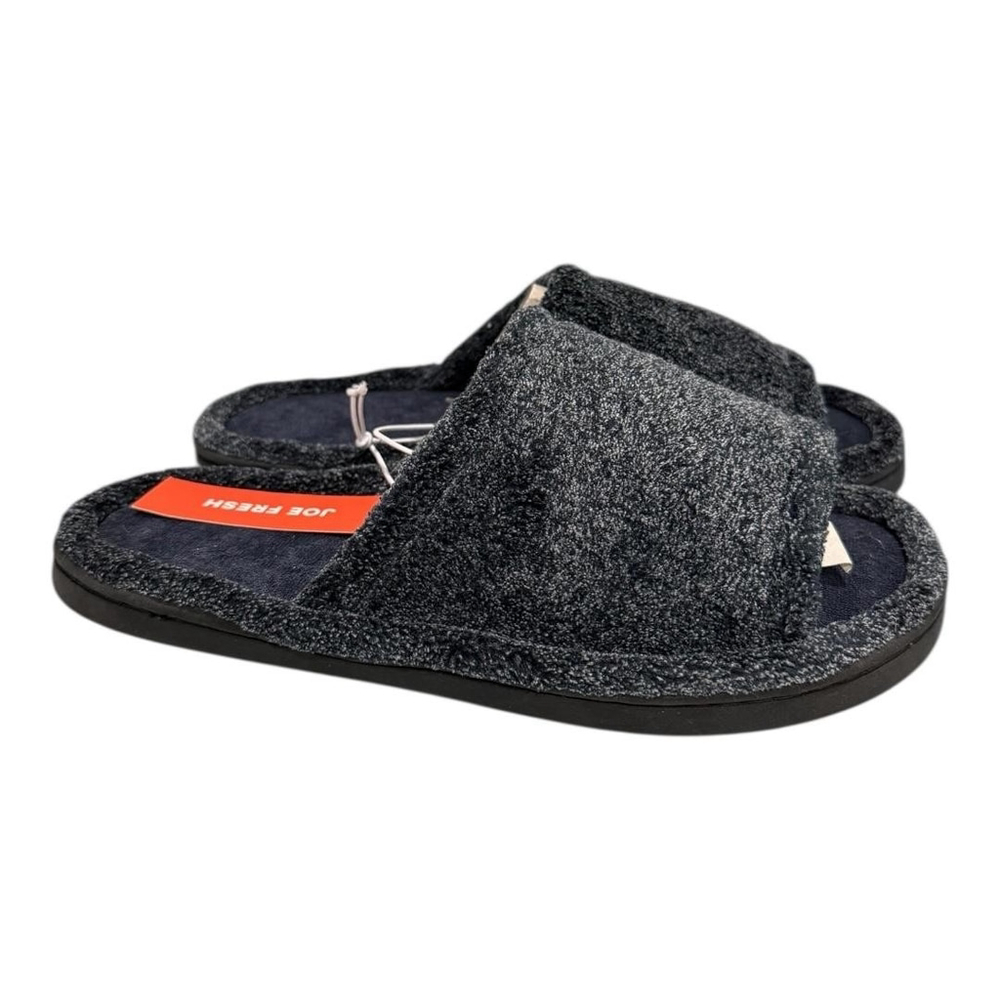 Joe Fresh Slippers Womens Size 7 Gray Terry Slide House Shoes Open Toe Cozy